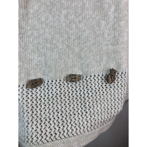 VTG Y2K Christopher & Banks Cat Sweater Women's Large Ivory Ramie Cotton - Picture 8 of 14